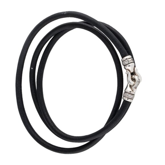 DAVID YURMAN DIAMOND STERLING SILVER 925 CABLE BUCKLE TRIPLE WRAP BRACELET - Picture 4 of 7